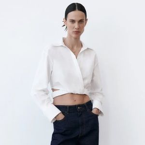 Zara cropped button shirt S